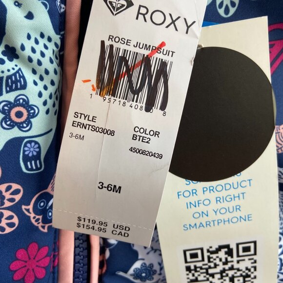 NWT Roxy Medieval Blue Neo Infant Girls' Rose Snow Jumpsuit - Picture 7 of 10